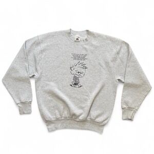 Vintage 90s Calvin and Hobbes "Piss me Off" Grey Crewneck Sweater Large 21x25